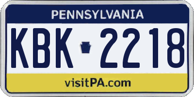 PA license plate KBK2218
