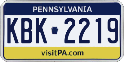 PA license plate KBK2219