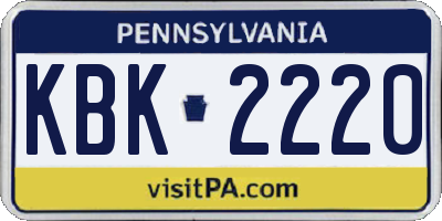 PA license plate KBK2220