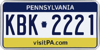 PA license plate KBK2221
