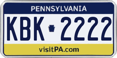 PA license plate KBK2222
