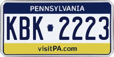 PA license plate KBK2223