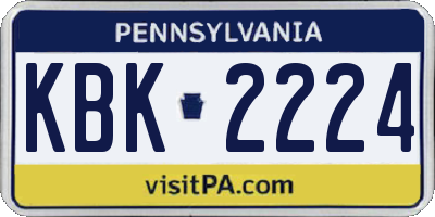 PA license plate KBK2224