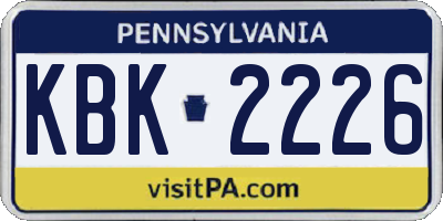 PA license plate KBK2226