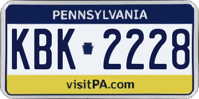 PA license plate KBK2228