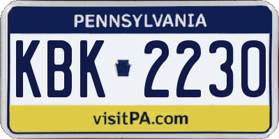 PA license plate KBK2230