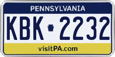 PA license plate KBK2232