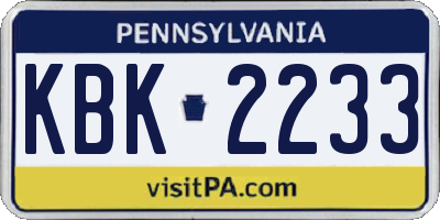PA license plate KBK2233