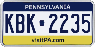 PA license plate KBK2235