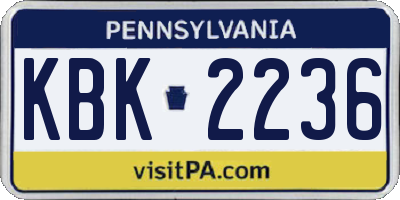 PA license plate KBK2236