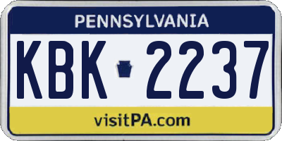 PA license plate KBK2237