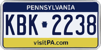 PA license plate KBK2238