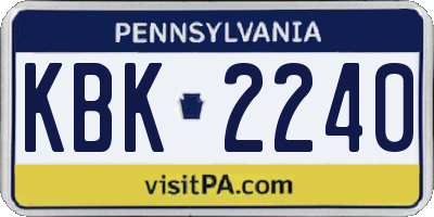 PA license plate KBK2240