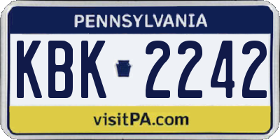 PA license plate KBK2242