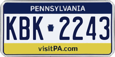 PA license plate KBK2243