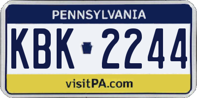 PA license plate KBK2244