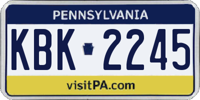 PA license plate KBK2245