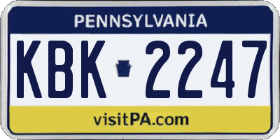 PA license plate KBK2247
