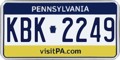 PA license plate KBK2249