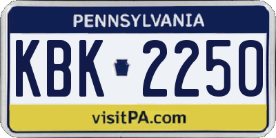 PA license plate KBK2250