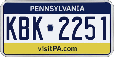 PA license plate KBK2251