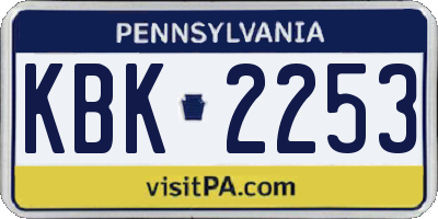 PA license plate KBK2253