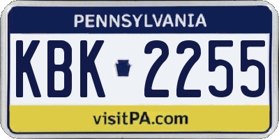 PA license plate KBK2255