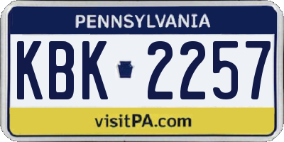 PA license plate KBK2257