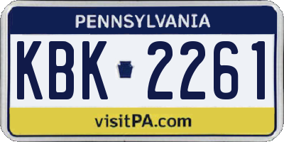 PA license plate KBK2261