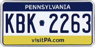 PA license plate KBK2263
