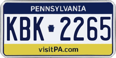 PA license plate KBK2265