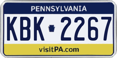 PA license plate KBK2267
