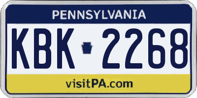 PA license plate KBK2268