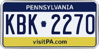 PA license plate KBK2270