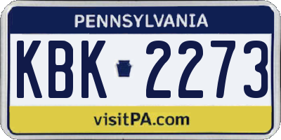 PA license plate KBK2273