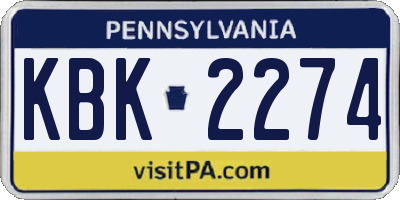 PA license plate KBK2274