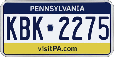 PA license plate KBK2275