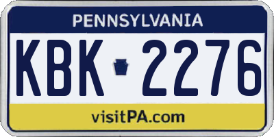 PA license plate KBK2276