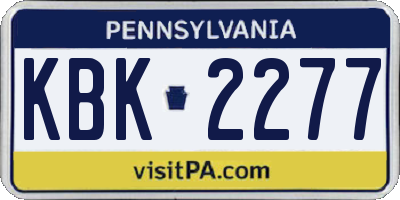 PA license plate KBK2277