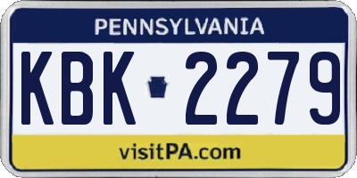 PA license plate KBK2279