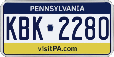 PA license plate KBK2280
