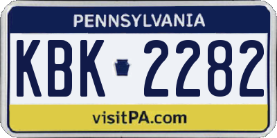 PA license plate KBK2282