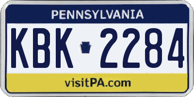 PA license plate KBK2284