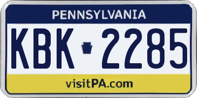 PA license plate KBK2285
