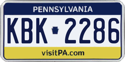 PA license plate KBK2286