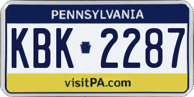 PA license plate KBK2287