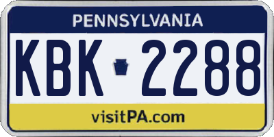 PA license plate KBK2288