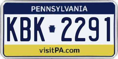 PA license plate KBK2291