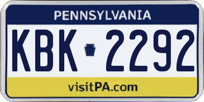 PA license plate KBK2292