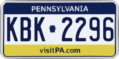 PA license plate KBK2296